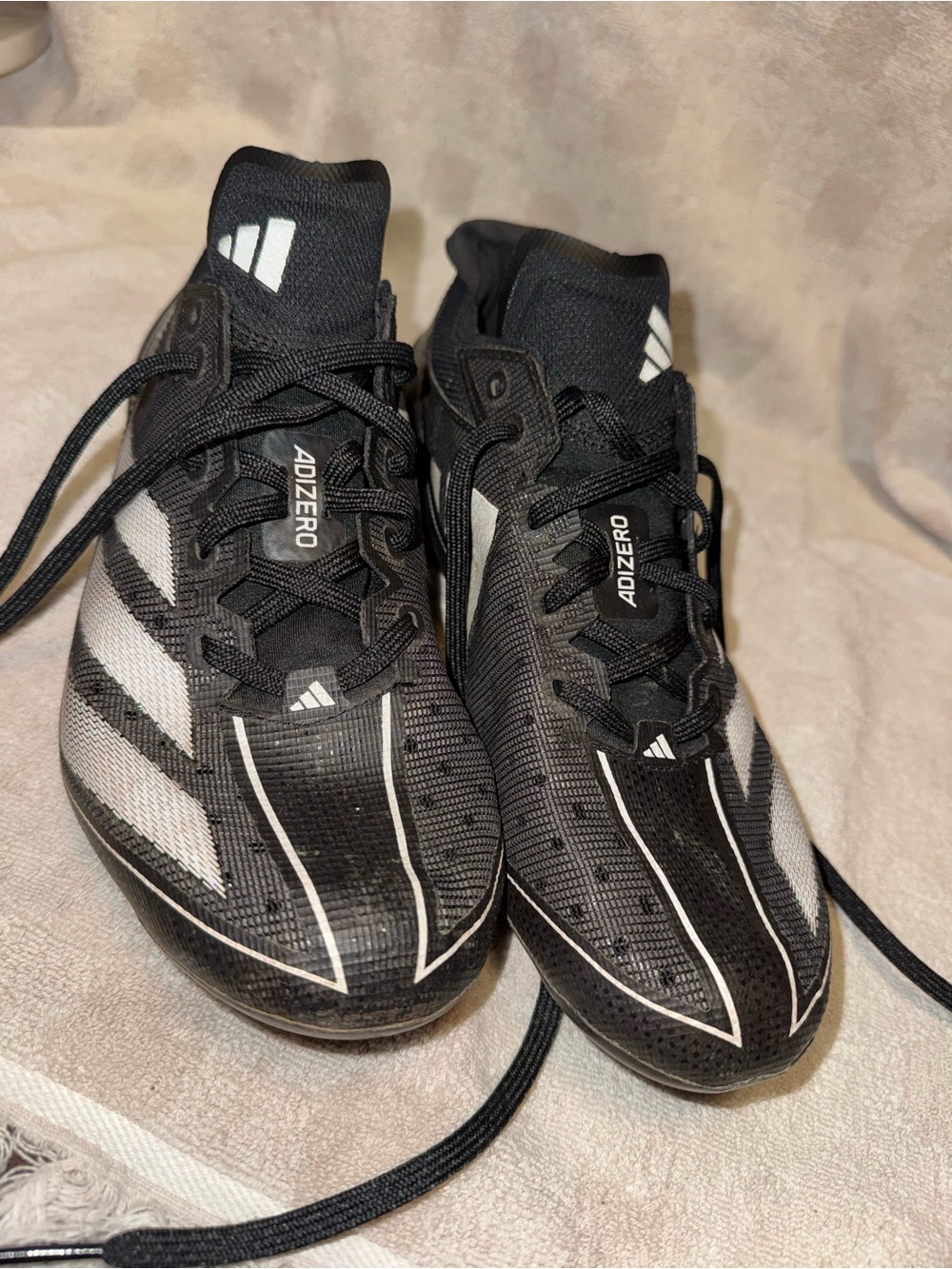 adidas Adizero Black and White Men's Athletic cleats